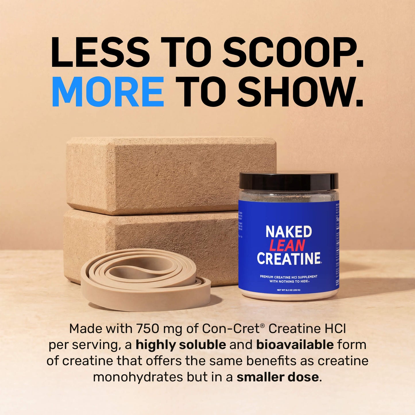 Creatine HCl Powder - Unflavored for Easy Workout Drink Mixing