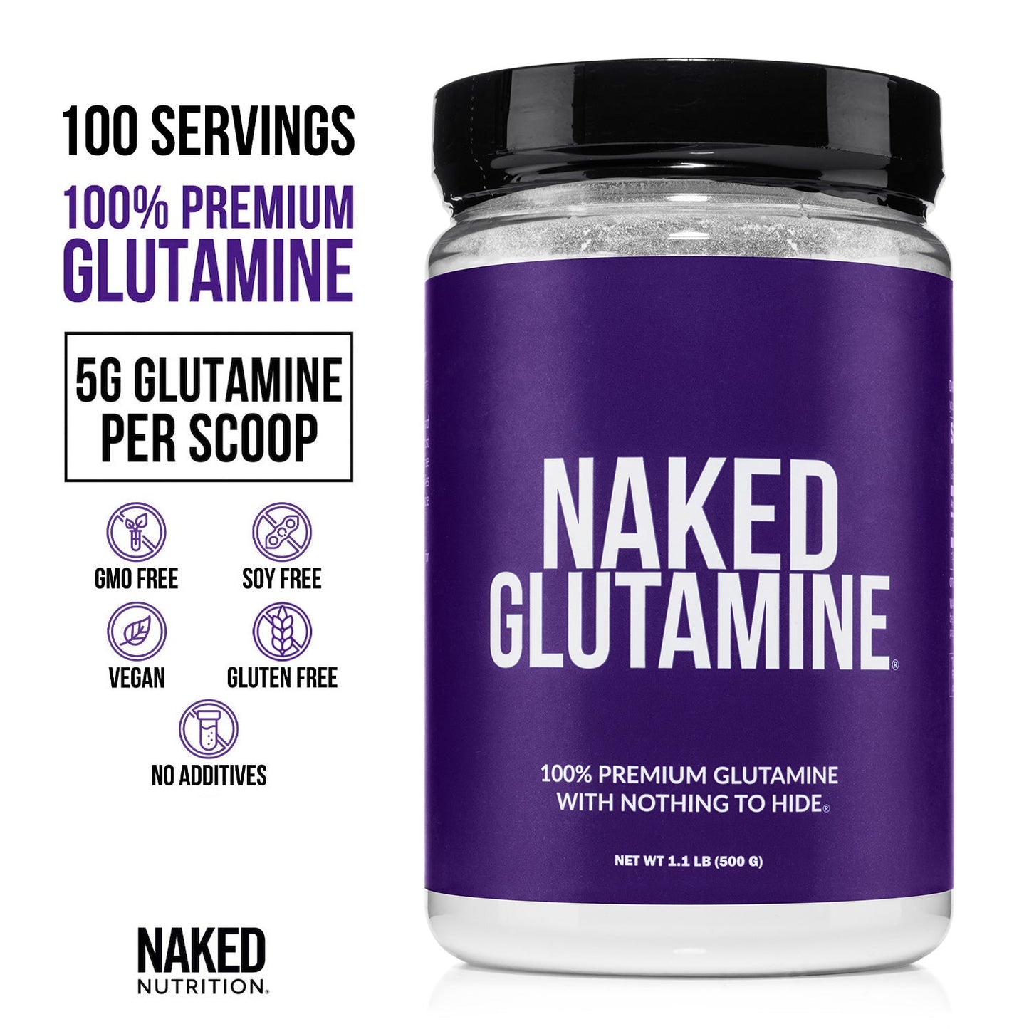 Glutamine Powder - 1.1LB for Easy Workout Drink Mixing