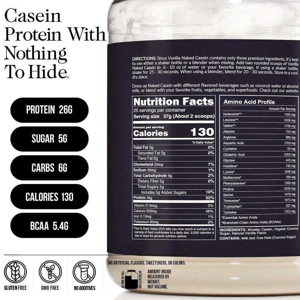 Vanilla Casein Protein Powder - Vanilla - Standard Size for Smooth Everyday Protein Shakes