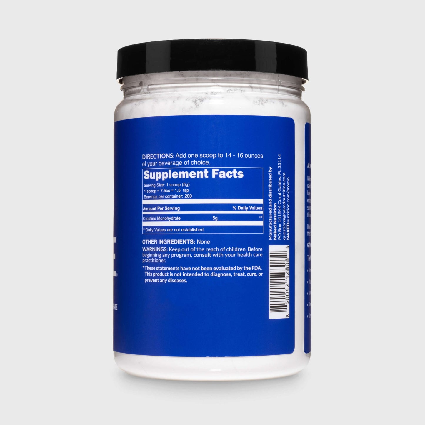 Creatine Monohydrate Powder - Unflavored - Standard Size for Easy Workout Drink Mixing