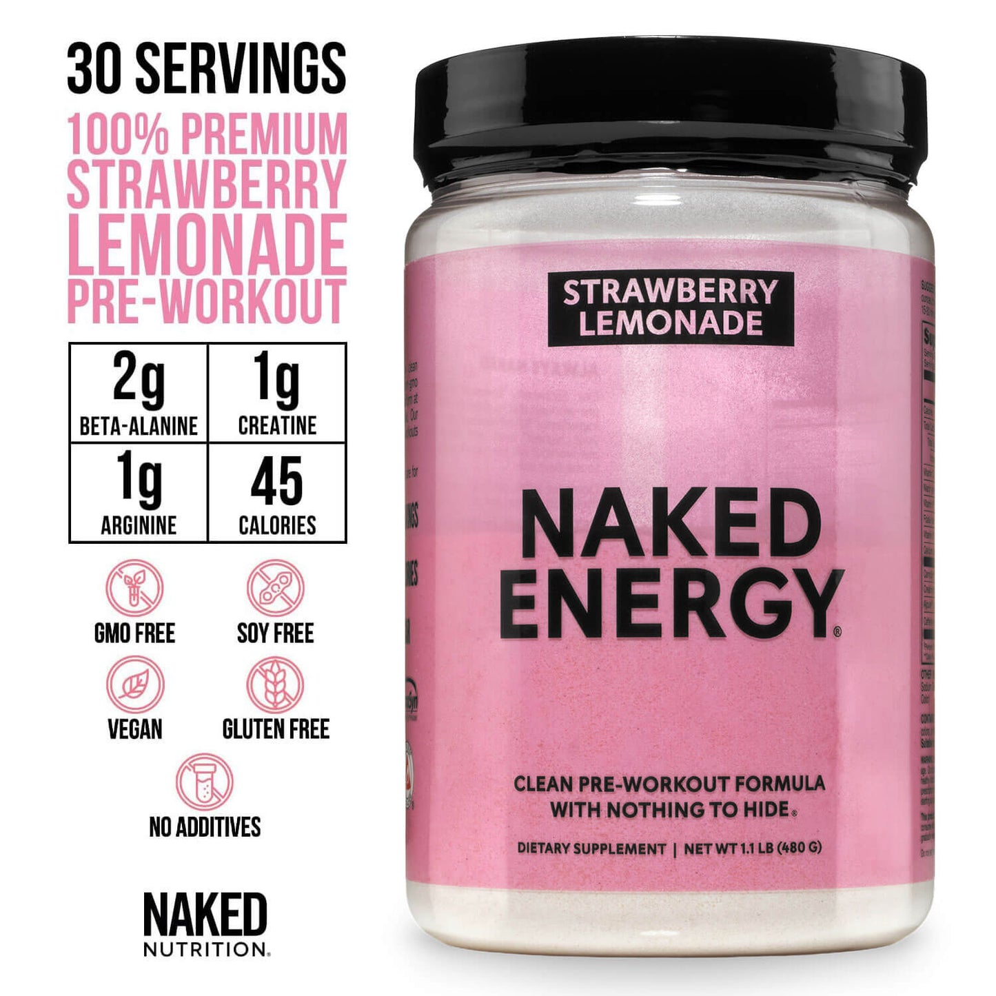 Strawberry Lemonade Pre Workout Supplement - Strawberry Lemonade for Easy Workout Drink Mixing