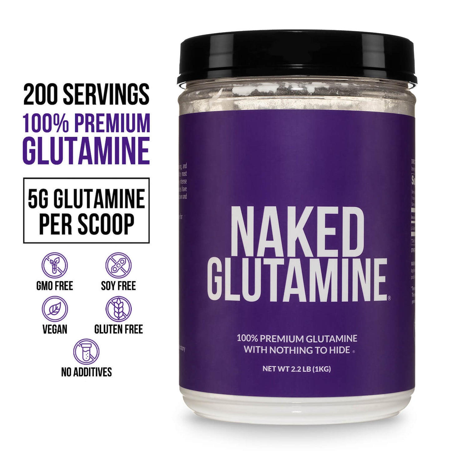 Glutamine Powder - 2.2LB for Easy Workout Drink Mixing