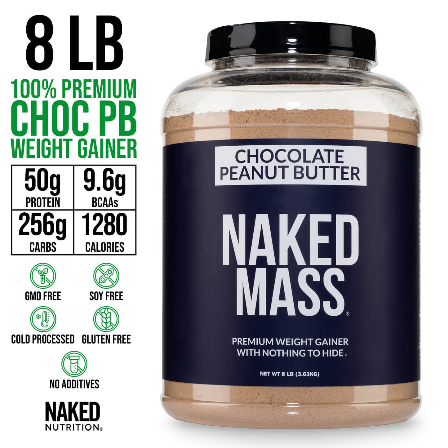 Chocolate Peanut Butter Mass Gainer Protein Supplement - Chocolate PB for Convenient High-Calorie Nutrition Shakes