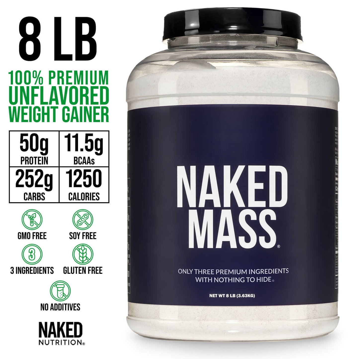 Mass Gainer Protein Supplement - Unflavored for Convenient High-Calorie Nutrition Shakes