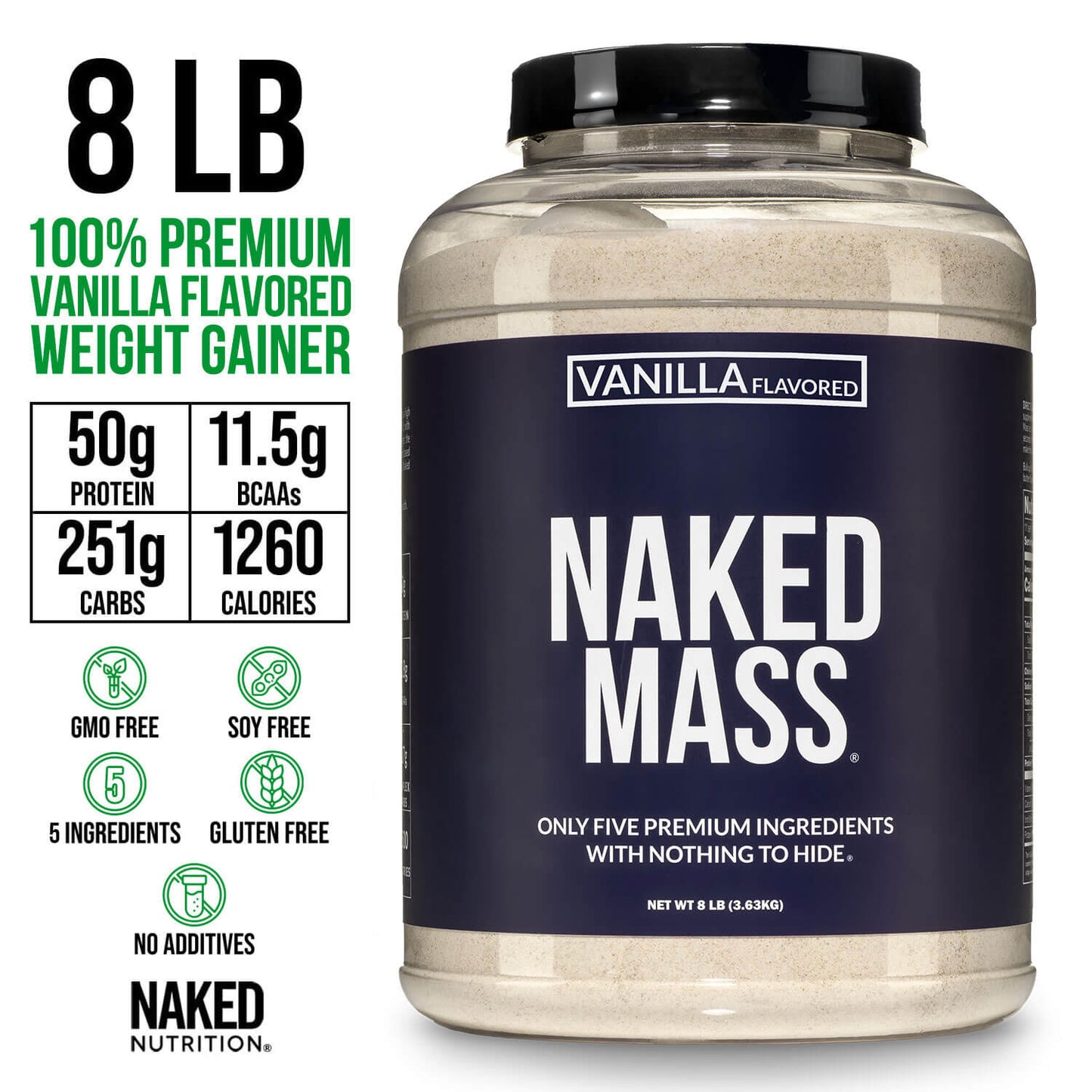 Vanilla Mass Gainer Protein Supplement - Vanilla for Convenient High-Calorie Nutrition Shakes