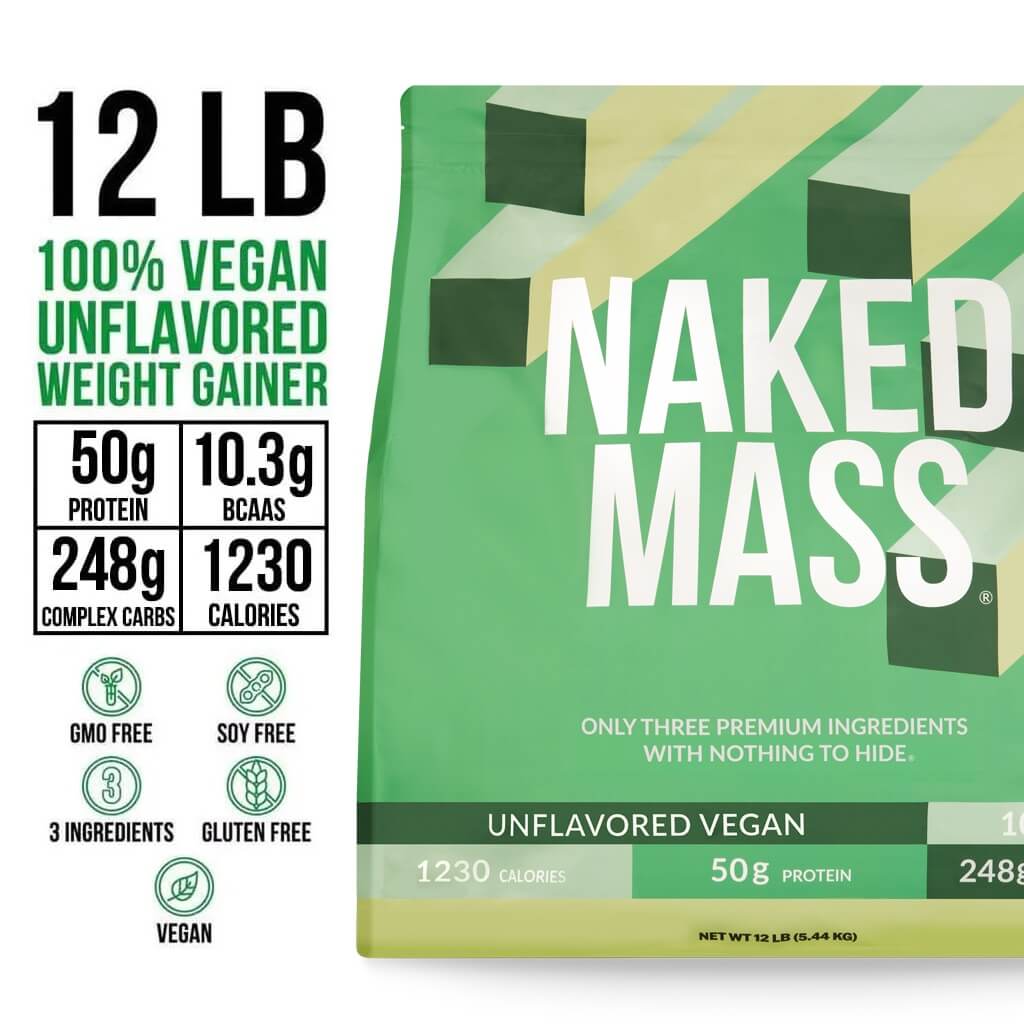 Vegan Mass Gainer Supplement - Unflavored (Vegan) 12LB for Convenient High-Calorie Nutrition Shakes