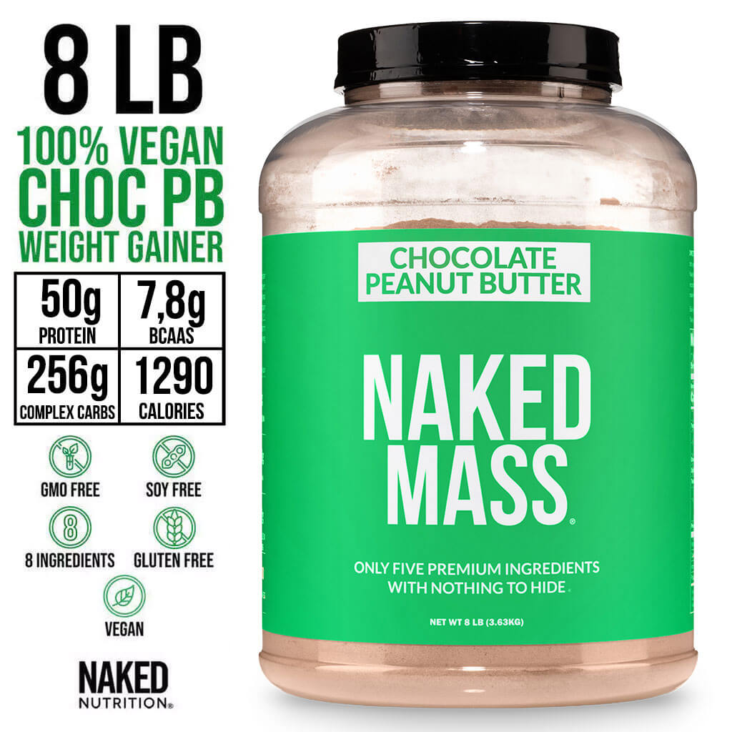 Chocolate Peanut Butter Vegan Mass Gainer Supplement - Chocolate PB (Vegan) for Convenient High-Calorie Nutrition Shakes
