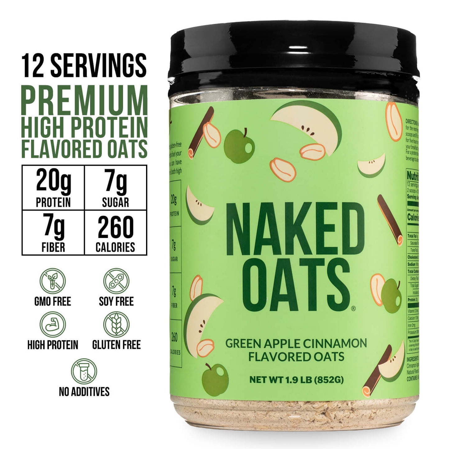 Green Apple Cinnamon Protein Oats - Green Apple Cinnamon for Easy Protein Breakfast Bowls