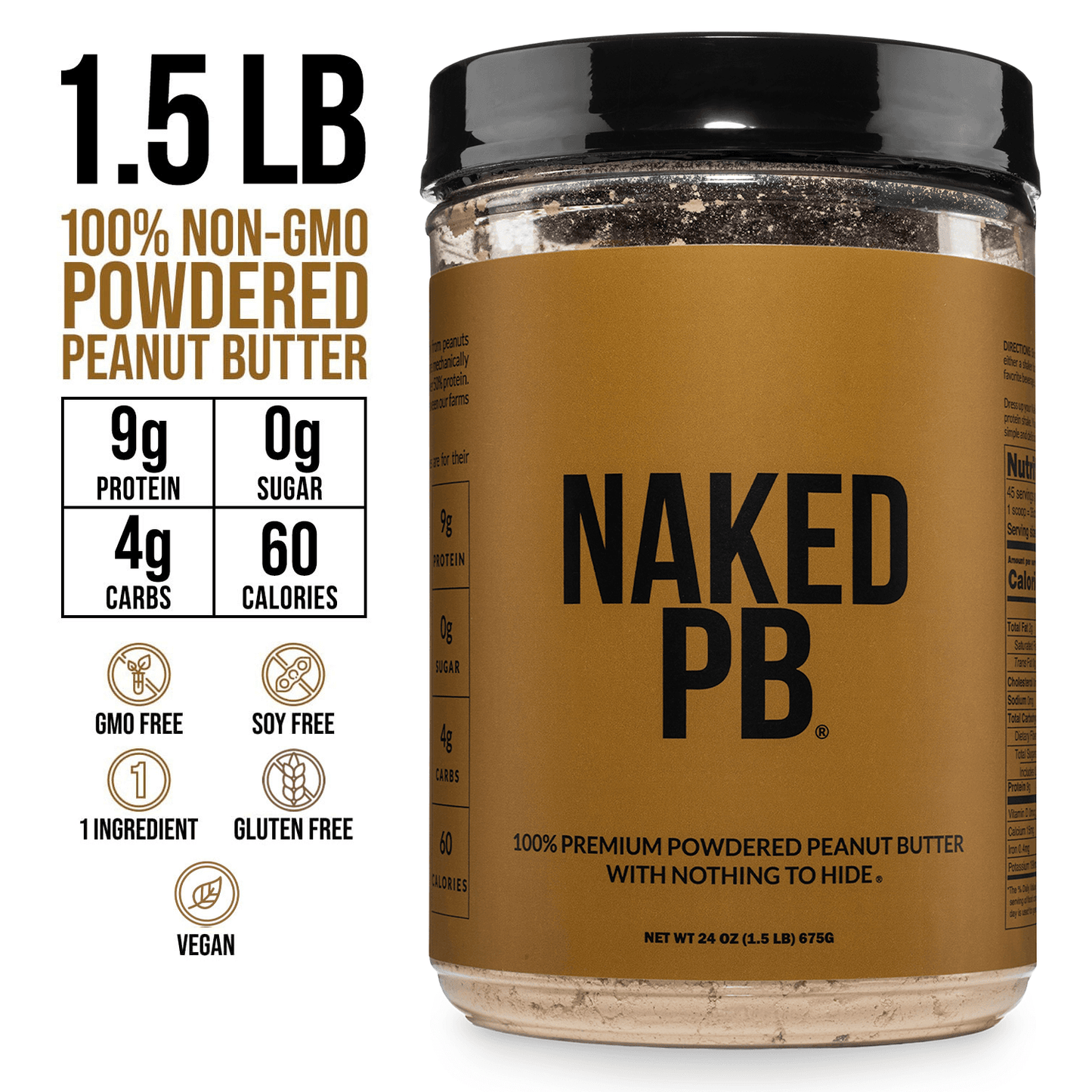 Powdered Peanut Butter - PB - 1.5 LB for Smooth Everyday Protein Shakes
