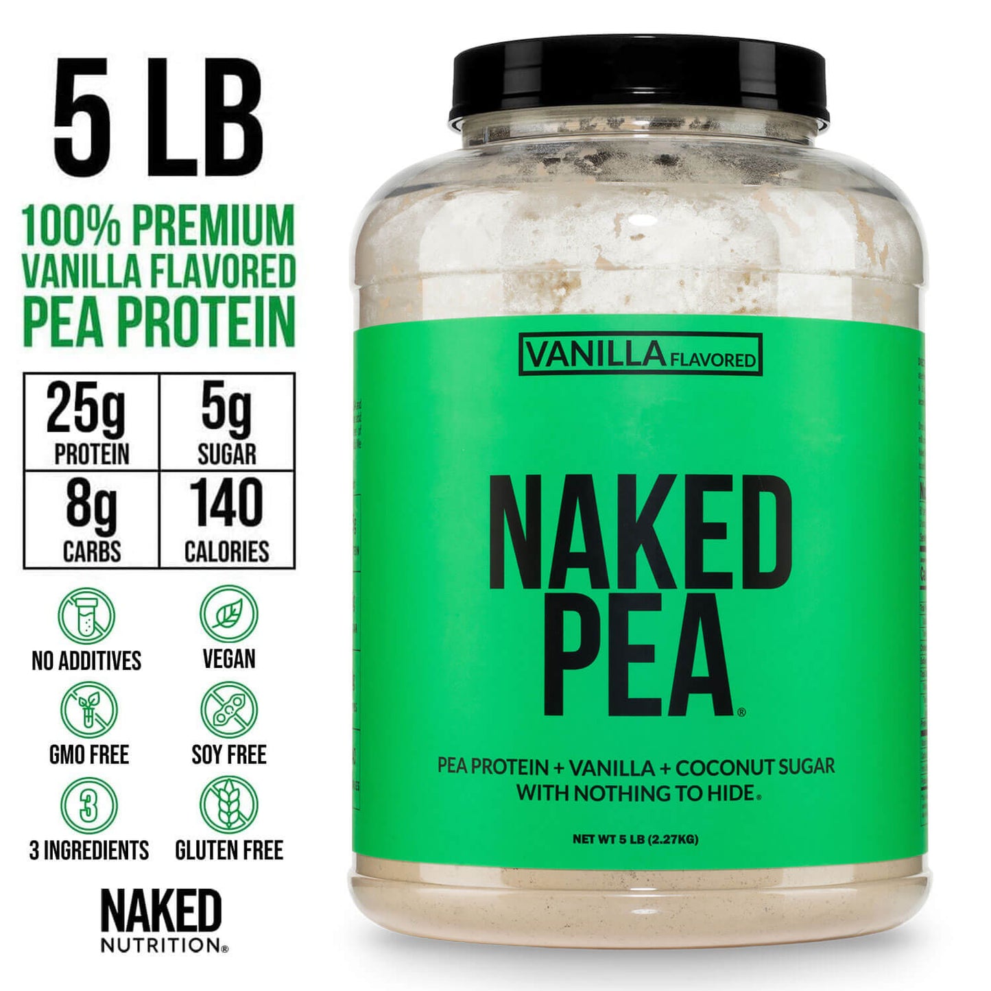 Vanilla Pea Protein Powder - Vanilla - Bulk Size for Smooth Everyday Protein Shakes
