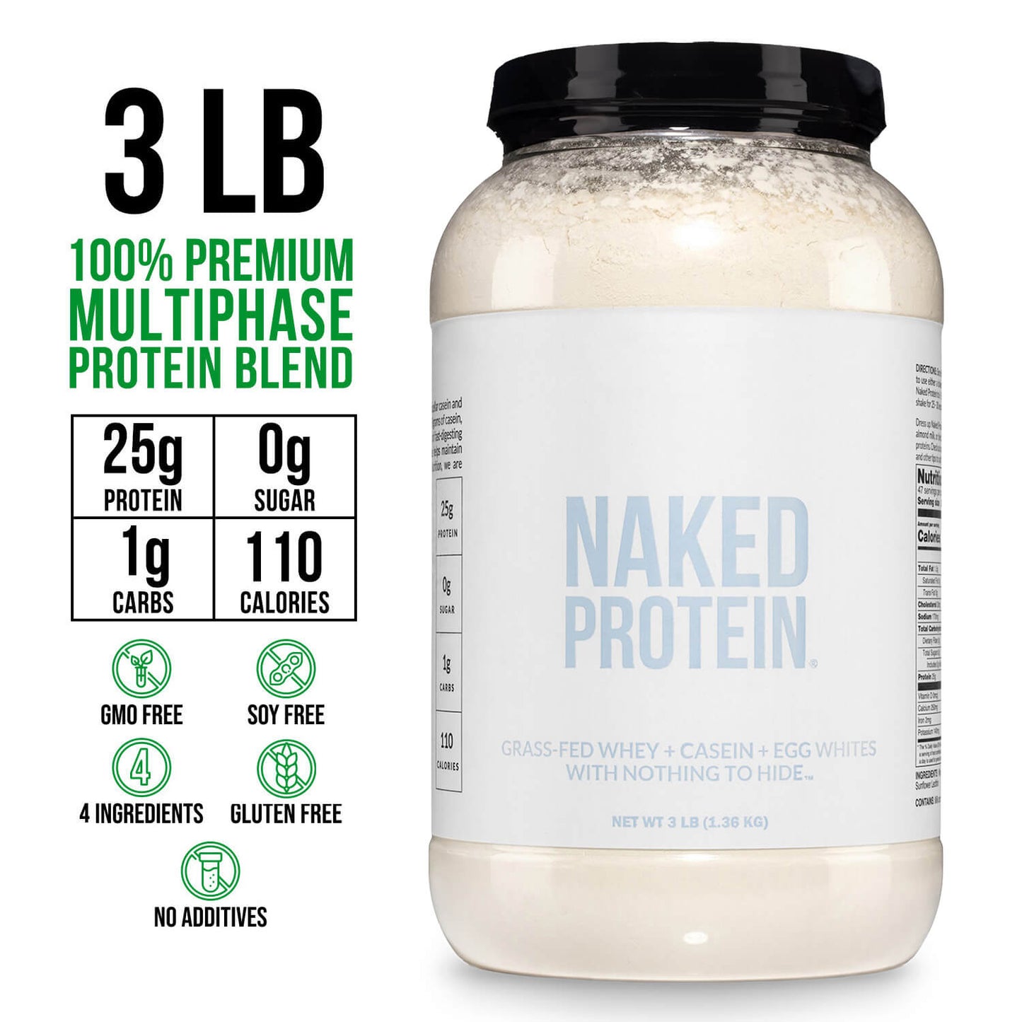 Protein Powder Blend - 3LB Egg Whey & Casein Protein Blend - 3LB for Smooth Everyday Protein Shakes