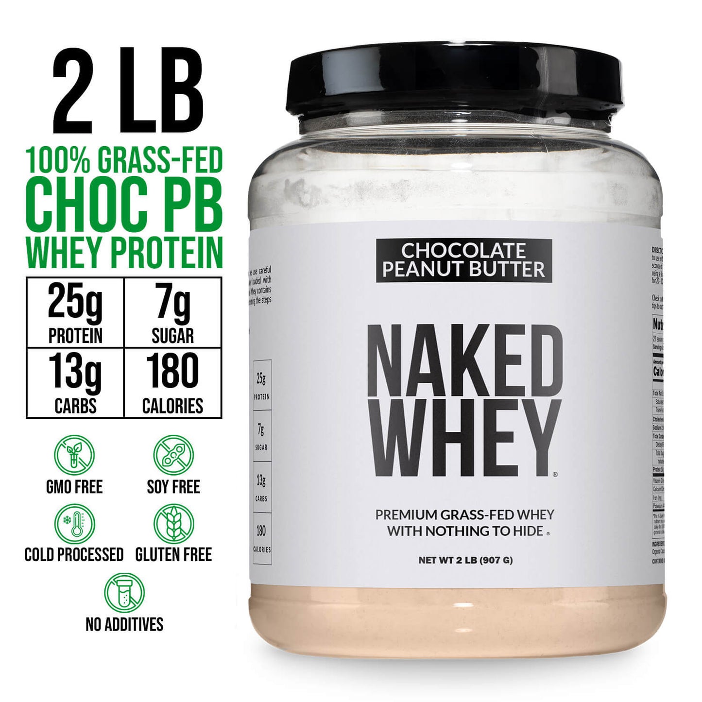 Chocolate Peanut Butter Whey Protein Powder 2LB - Chocolate PB for Smooth Everyday Protein Shakes