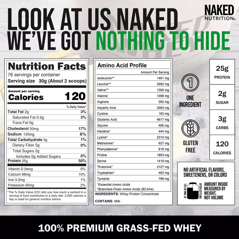 Grass Fed Whey Protein Powder - Unflavored - Bulk Size for Smooth Everyday Protein Shakes