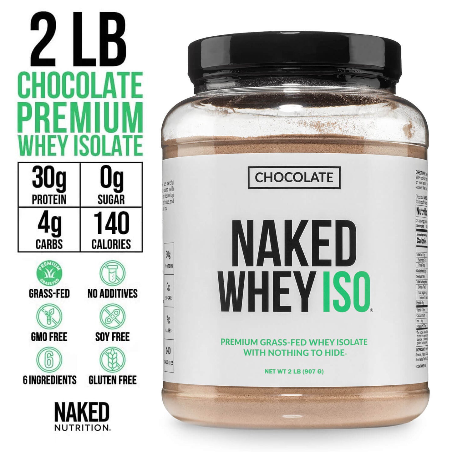 Chocolate Grass-Fed Whey Isolate Protein Powder - Chocolate for Smooth Everyday Protein Shakes