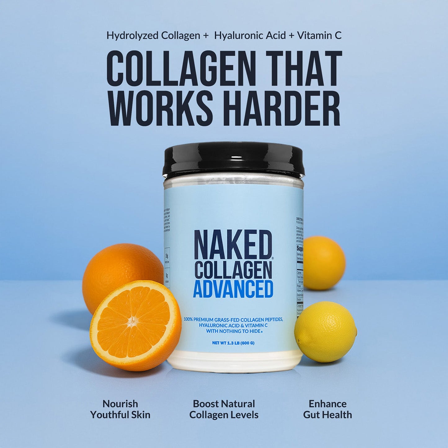 Chocolate Collagen Peptides with Hyaluronic Acid - Chocolate Advanced Collagen Peptides for Easy Everyday Collagen Mixing