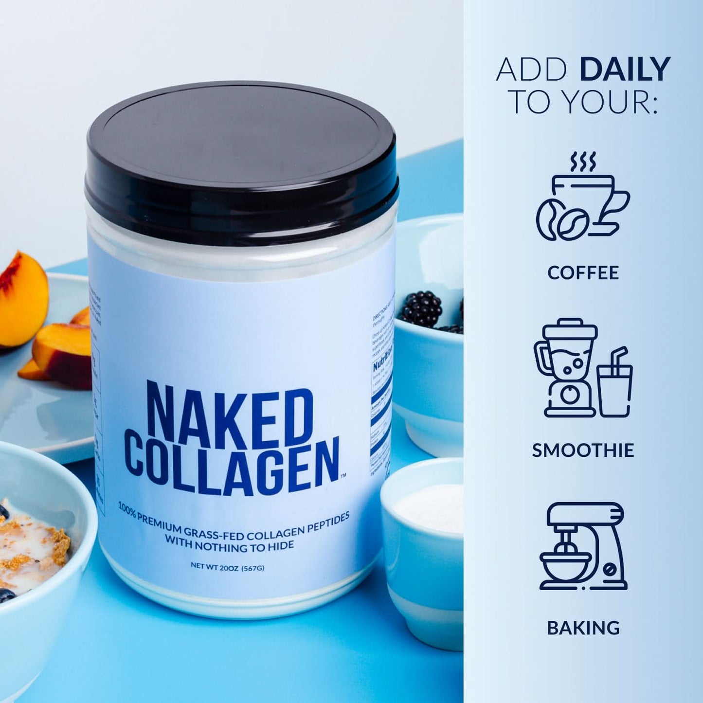 Collagen Peptides with Hyaluronic Acid - Advanced Collagen Peptides for Easy Everyday Collagen Mixing