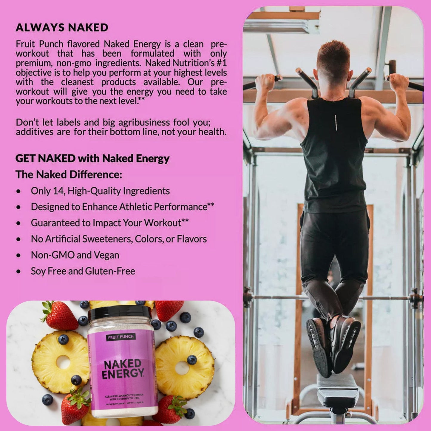 Fruit Punch Pre Workout Supplement - Fruit Punch for Easy Workout Drink Mixing