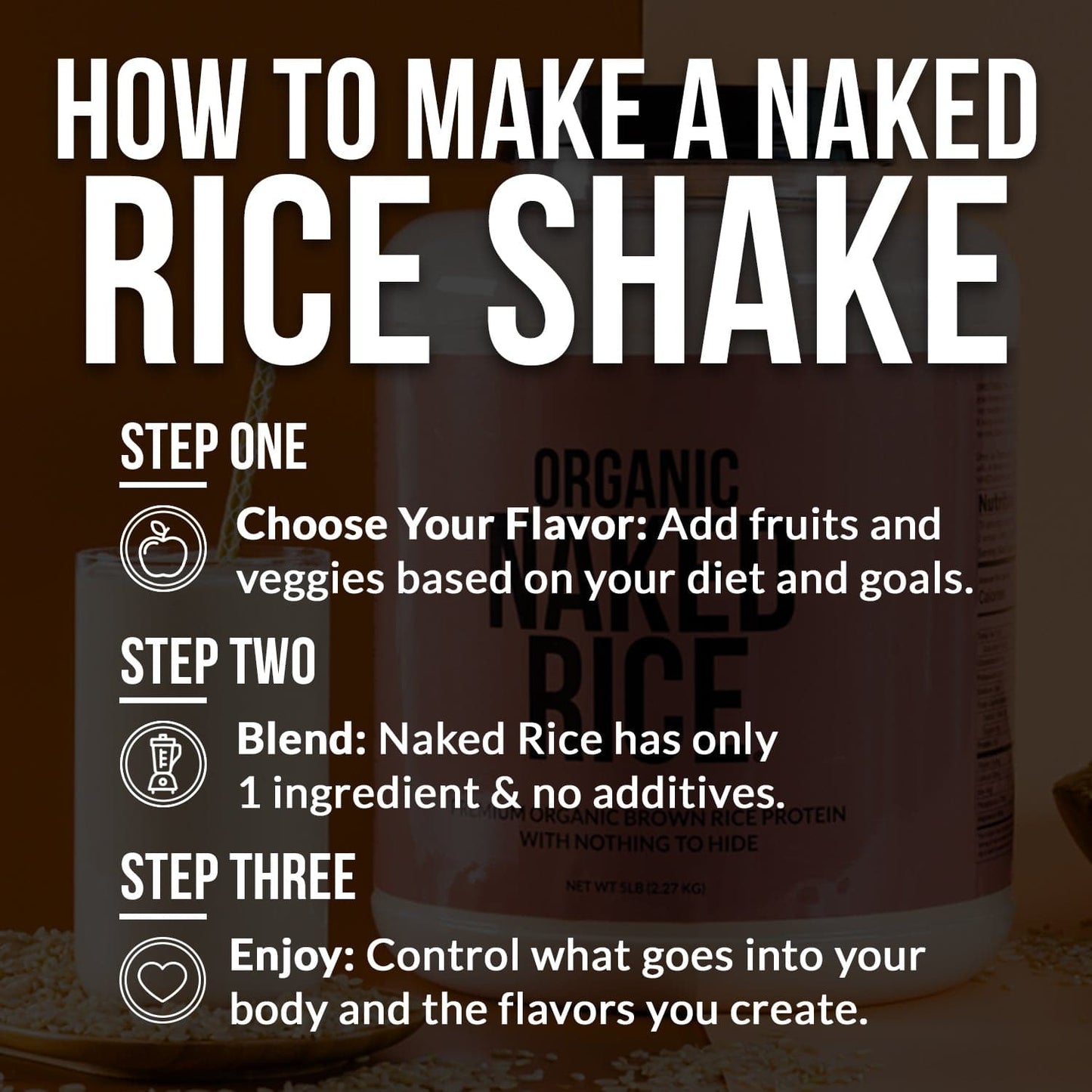 Organic Brown Rice Protein Powder - 5LB Unflavored for Smooth Everyday Protein Shakes