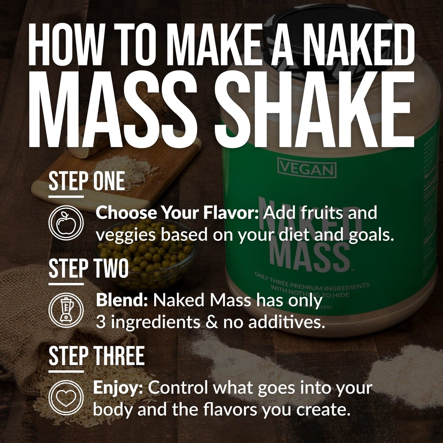 Vegan Mass Gainer Supplement - Unflavored (Vegan) 12LB for Convenient High-Calorie Nutrition Shakes