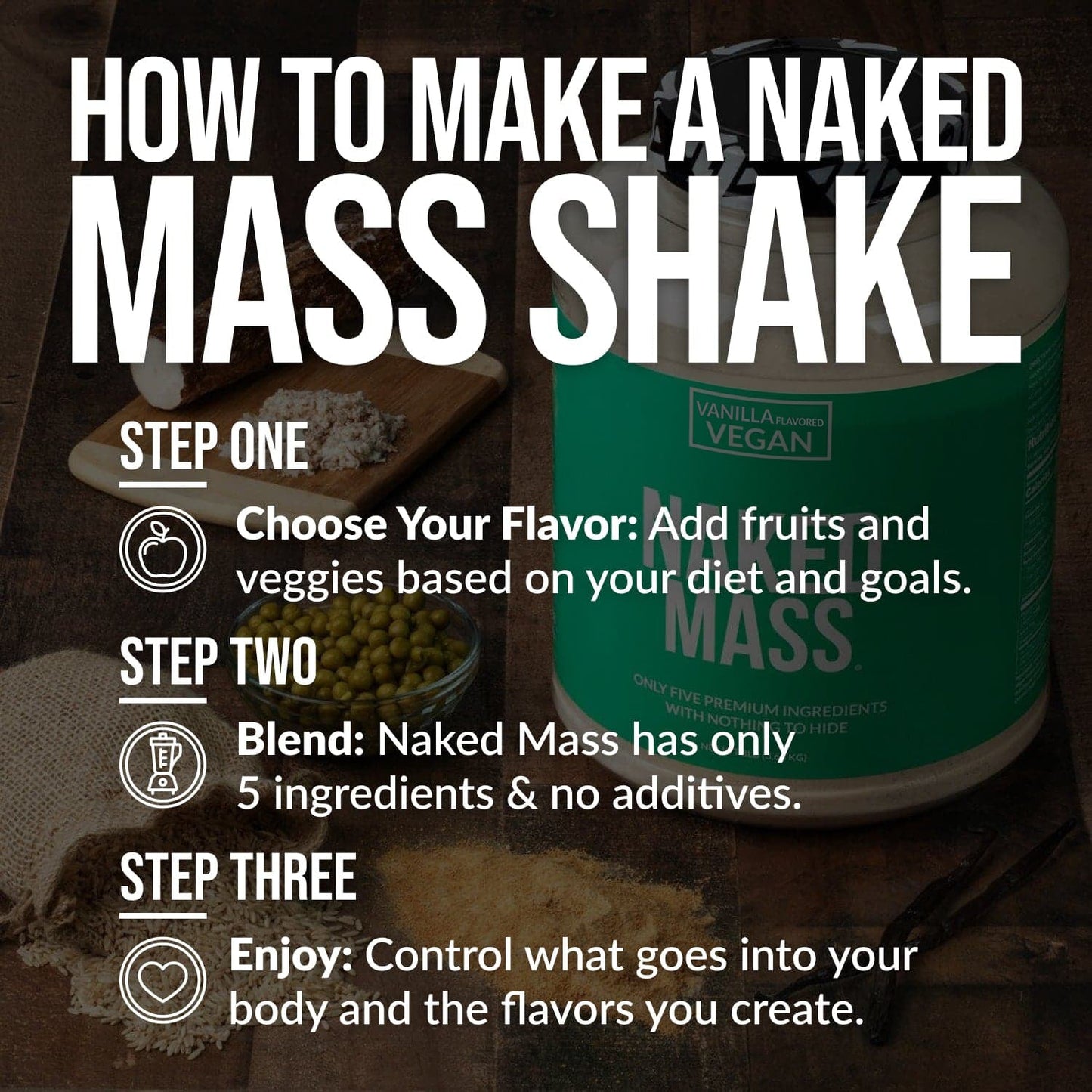 Vanilla Vegan Mass Gainer Supplement - Vanilla (Vegan) for Convenient High-Calorie Nutrition Shakes
